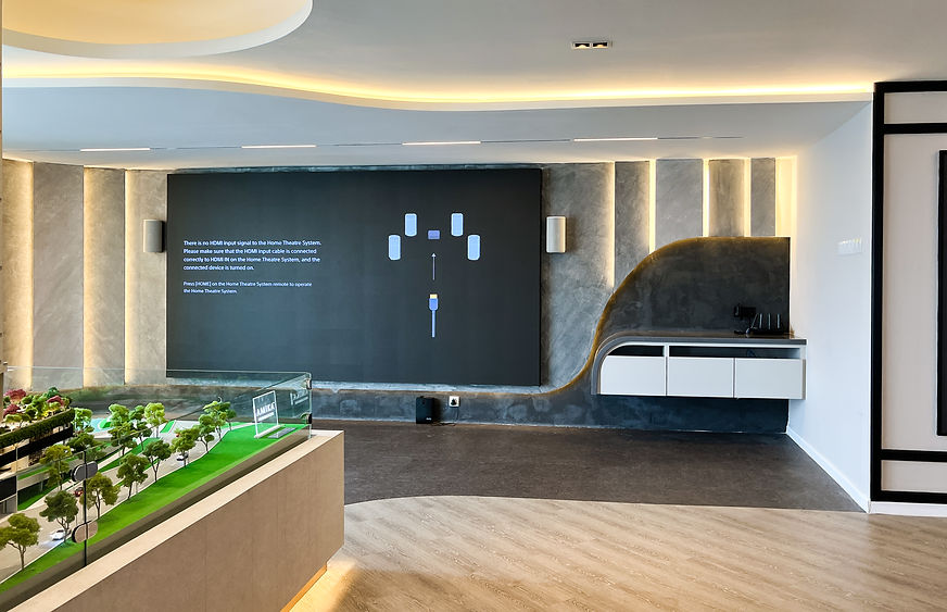 tv sales gallery with timber floor and property developer office