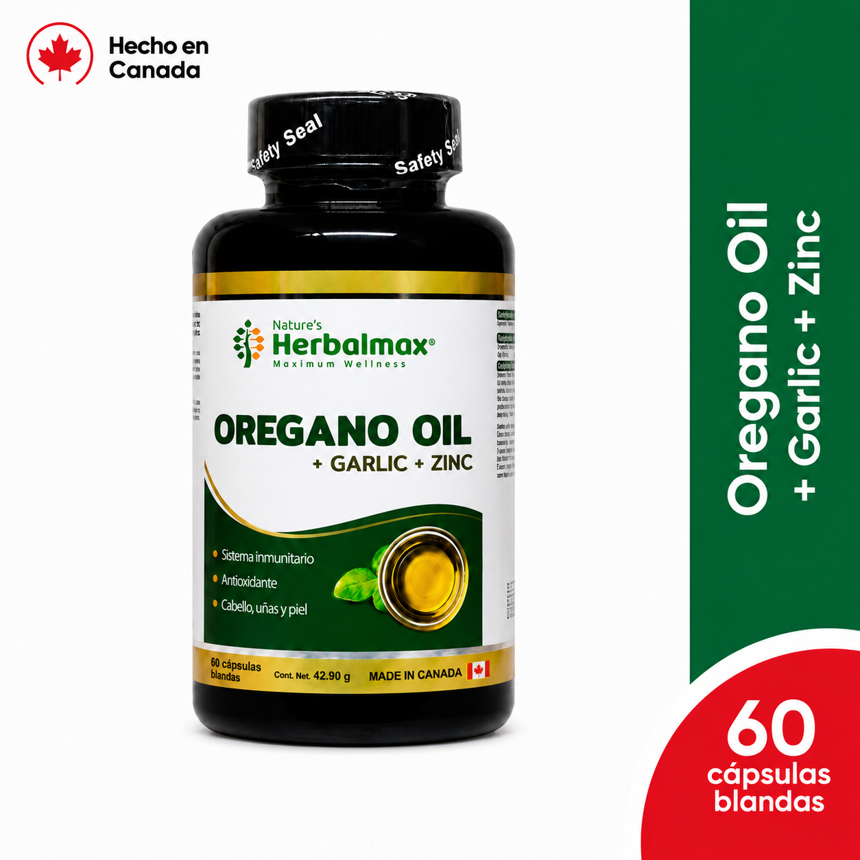 Oregano Oil + Garlic + Zinc x 60 Cápsulas Blandas | Defensas y bienestar natural