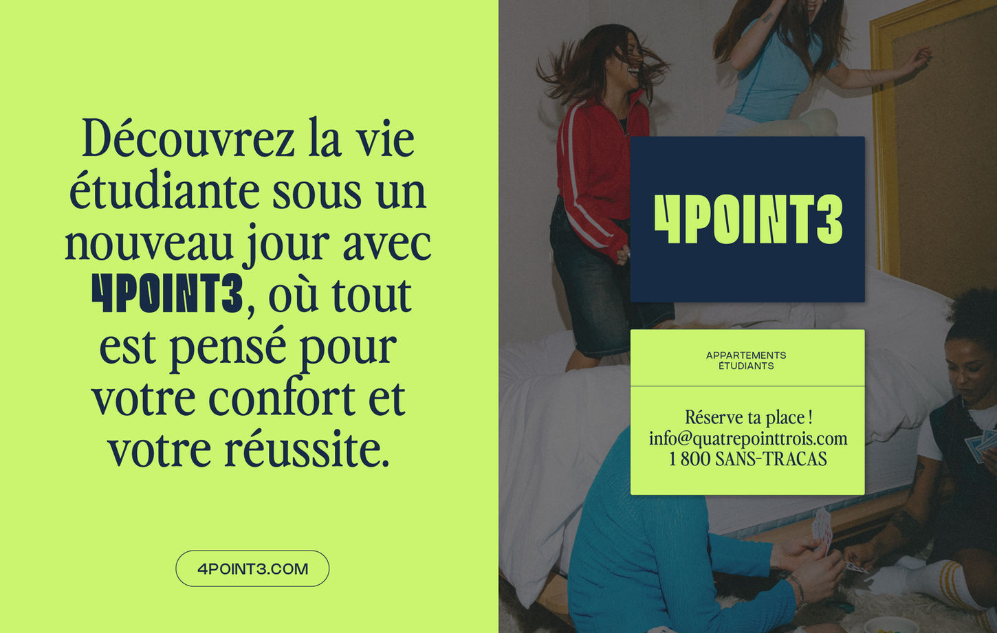 Texte de vente à gauche et cartes d'affaires à droite.