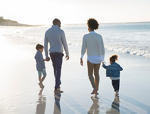 Family walking on beach, full of health & vitality, In the Zone Healing benefits, benefits of energy healing, be less stressed, have more energy, sleep better, no more aches & pains, greater emotional balance
