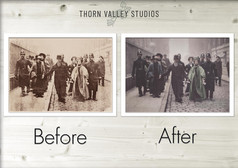 Before and after photo restoration by Thorn Valley Studios.