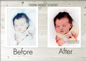Before and after photo restoration by Thorn Valley Studios.