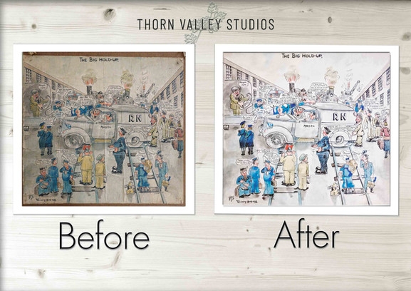 Before and after photo restoration by Thorn Valley Studios.