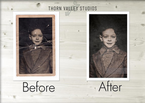Before and after photo restoration by Thorn Valley Studios.