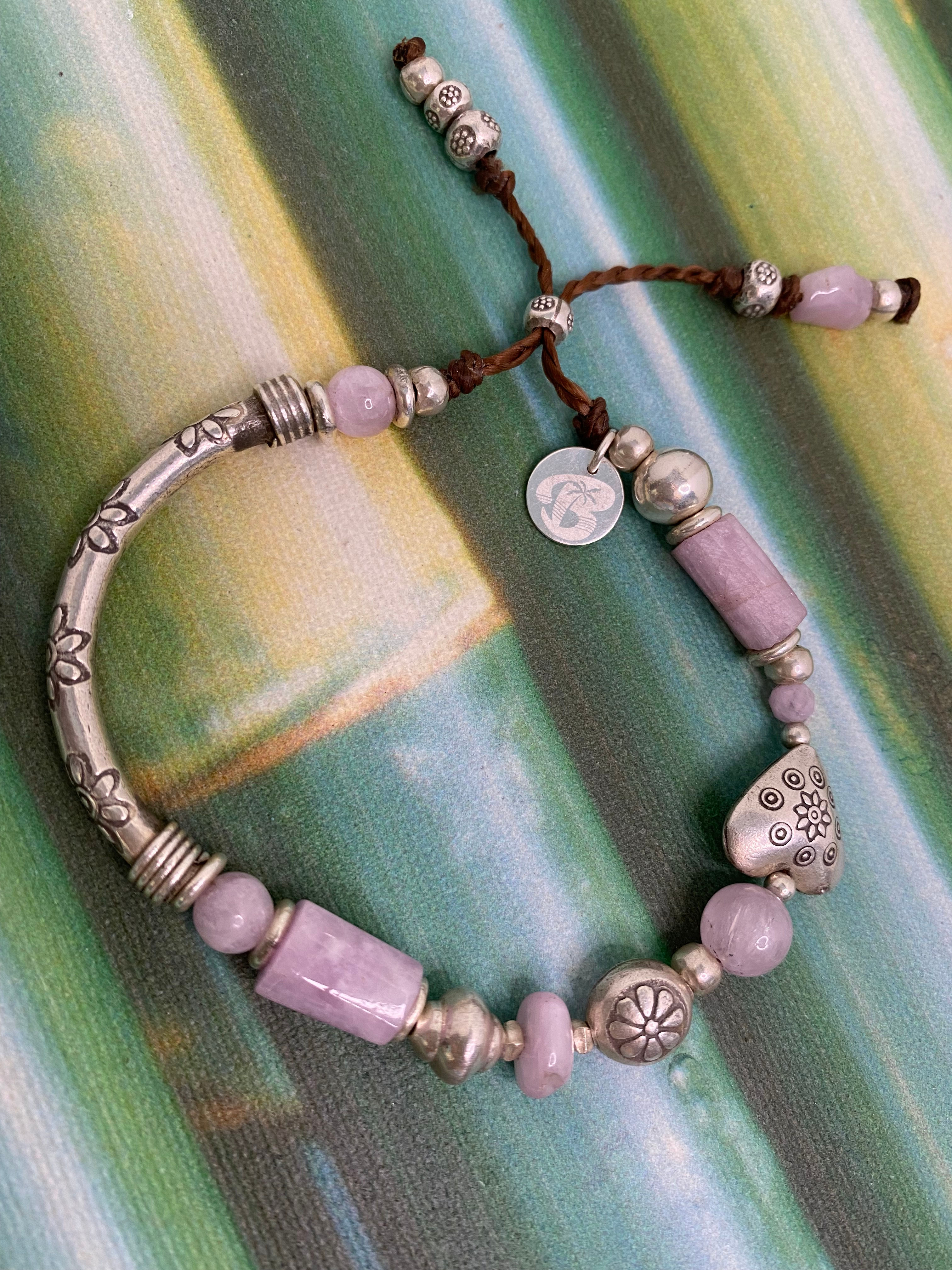 Hill Tribe & Kunzite Corded Bracelet