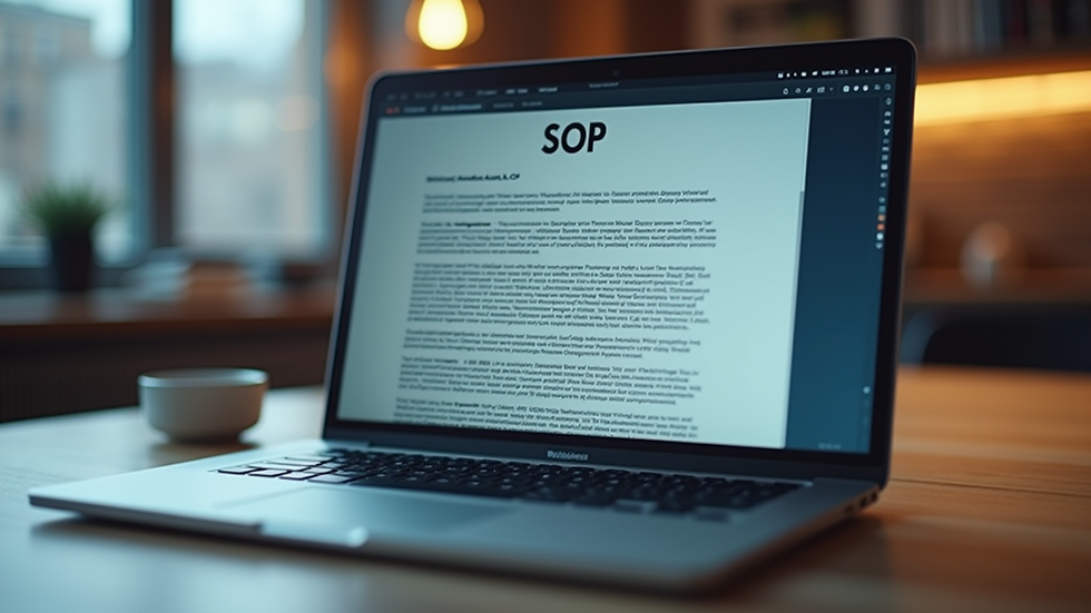 Eye-level view of a laptop screen showing a digital SOP document
