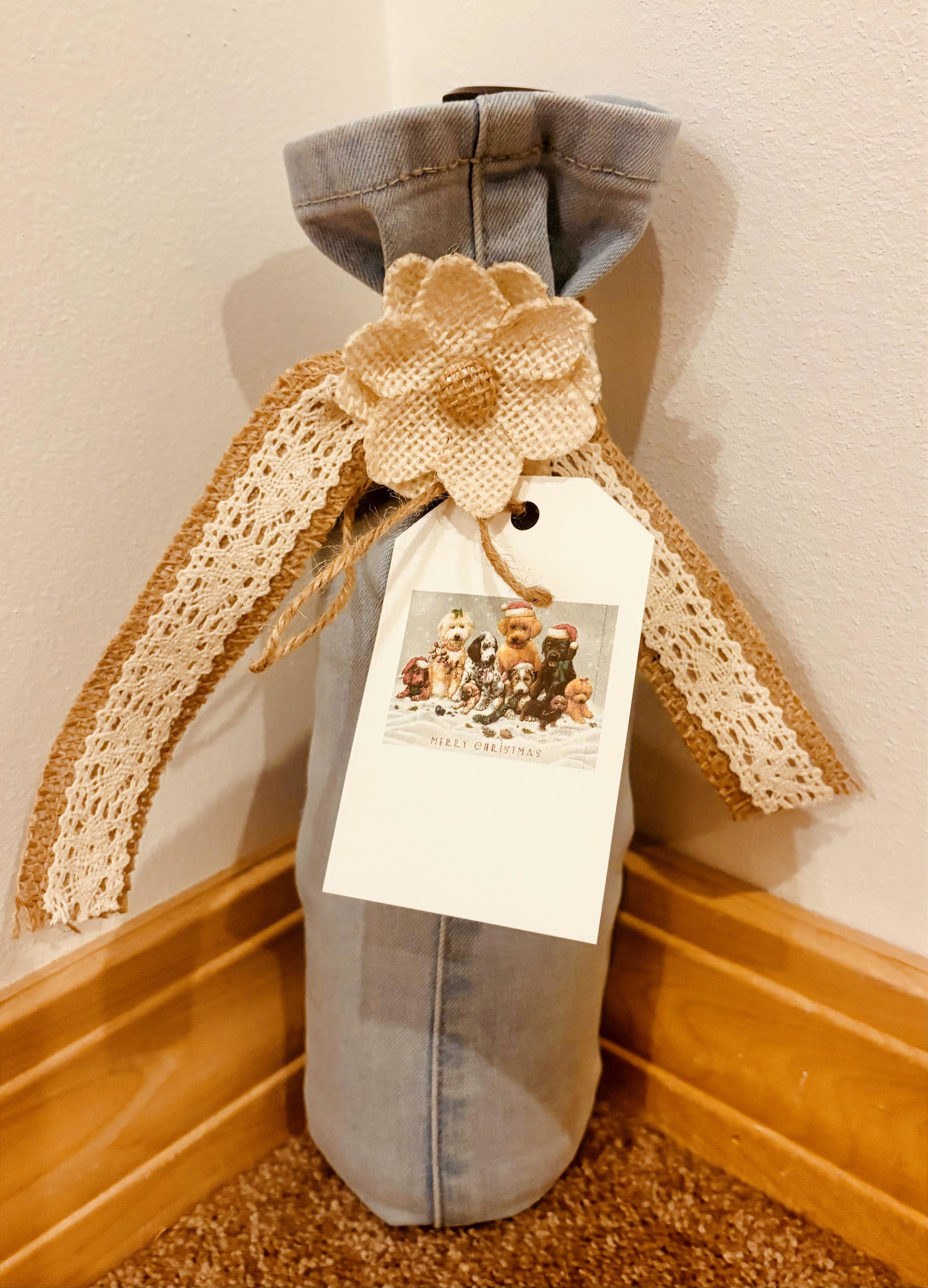 Upcycled Wine & Spirit Denim Gift Bags -Create your own style!