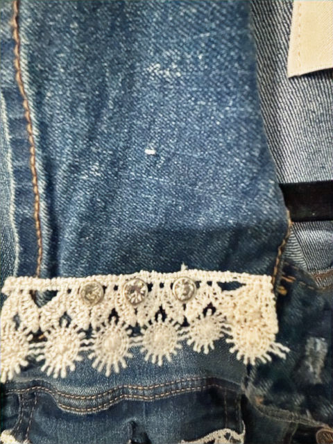 Thumbnail: Denim Angels Jacket with lace and bling!   1 of a Kind! Ladies Size Medium