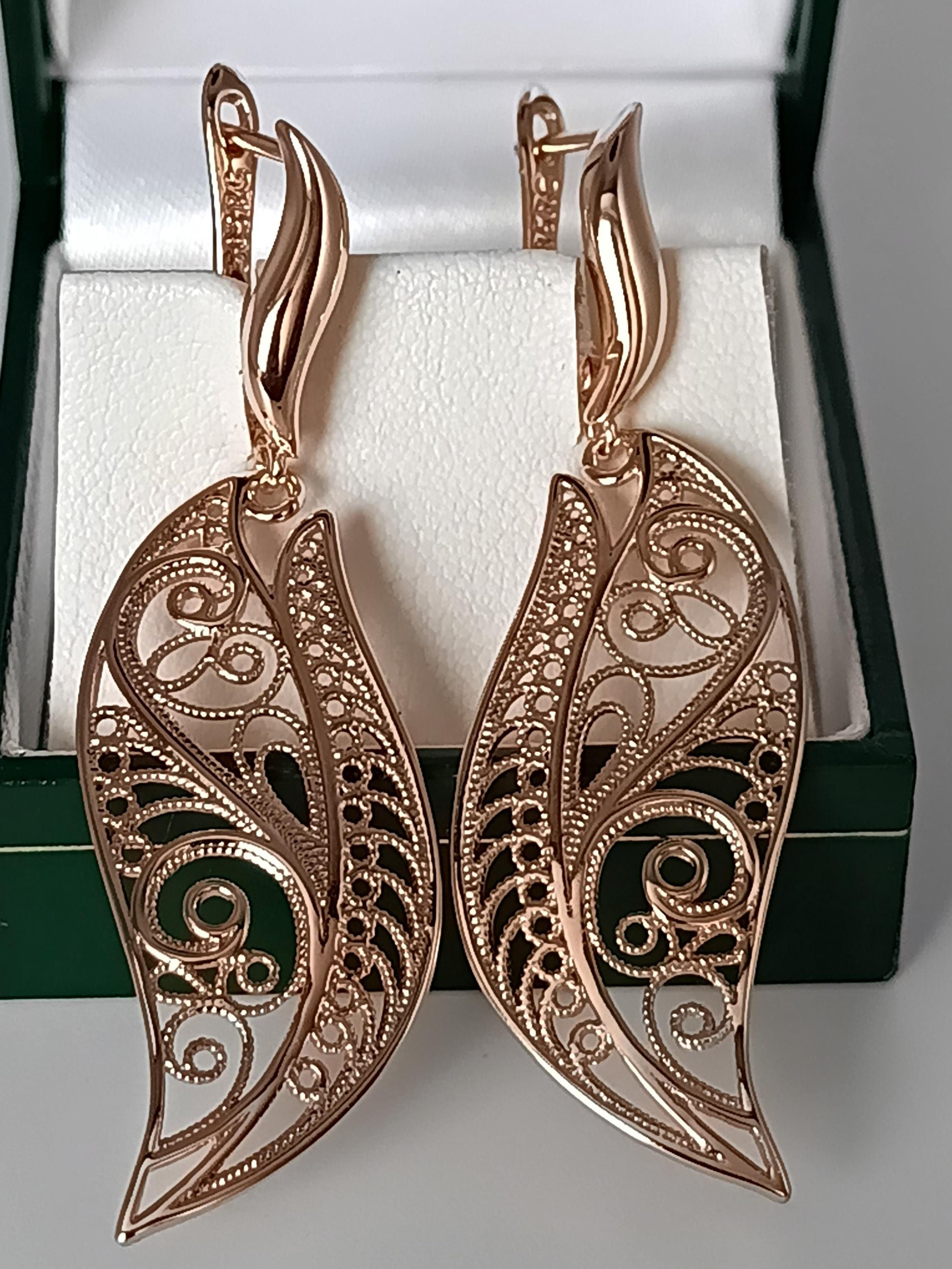 Vintage 1990-s 14 Ct Rolled Gold Large Solid Earrings - Hallmarked 585 RG