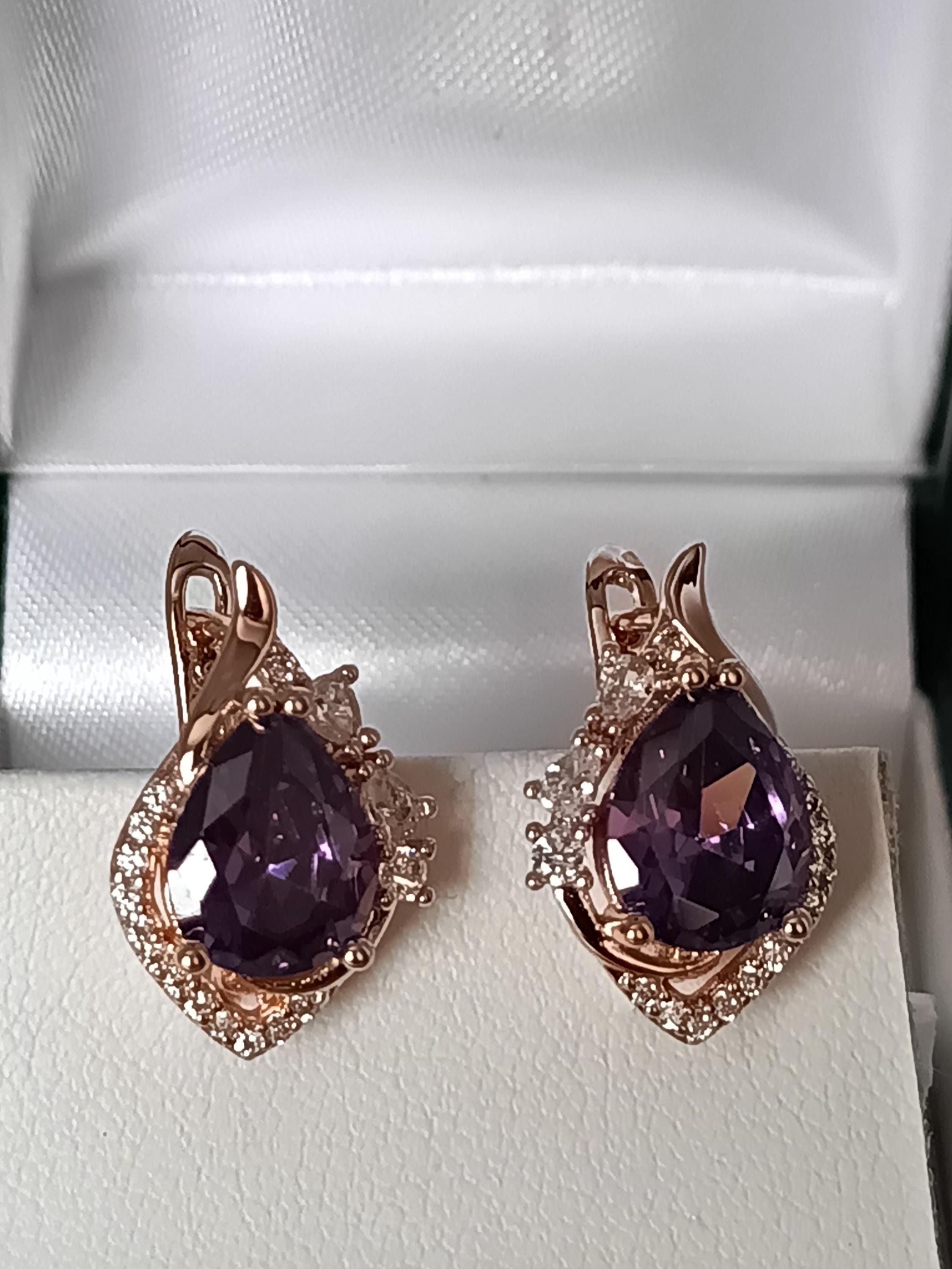Vintage 1990-s 14 Ct Rolled Gold Amethyst Earrings-Hallmarked 585 RG
