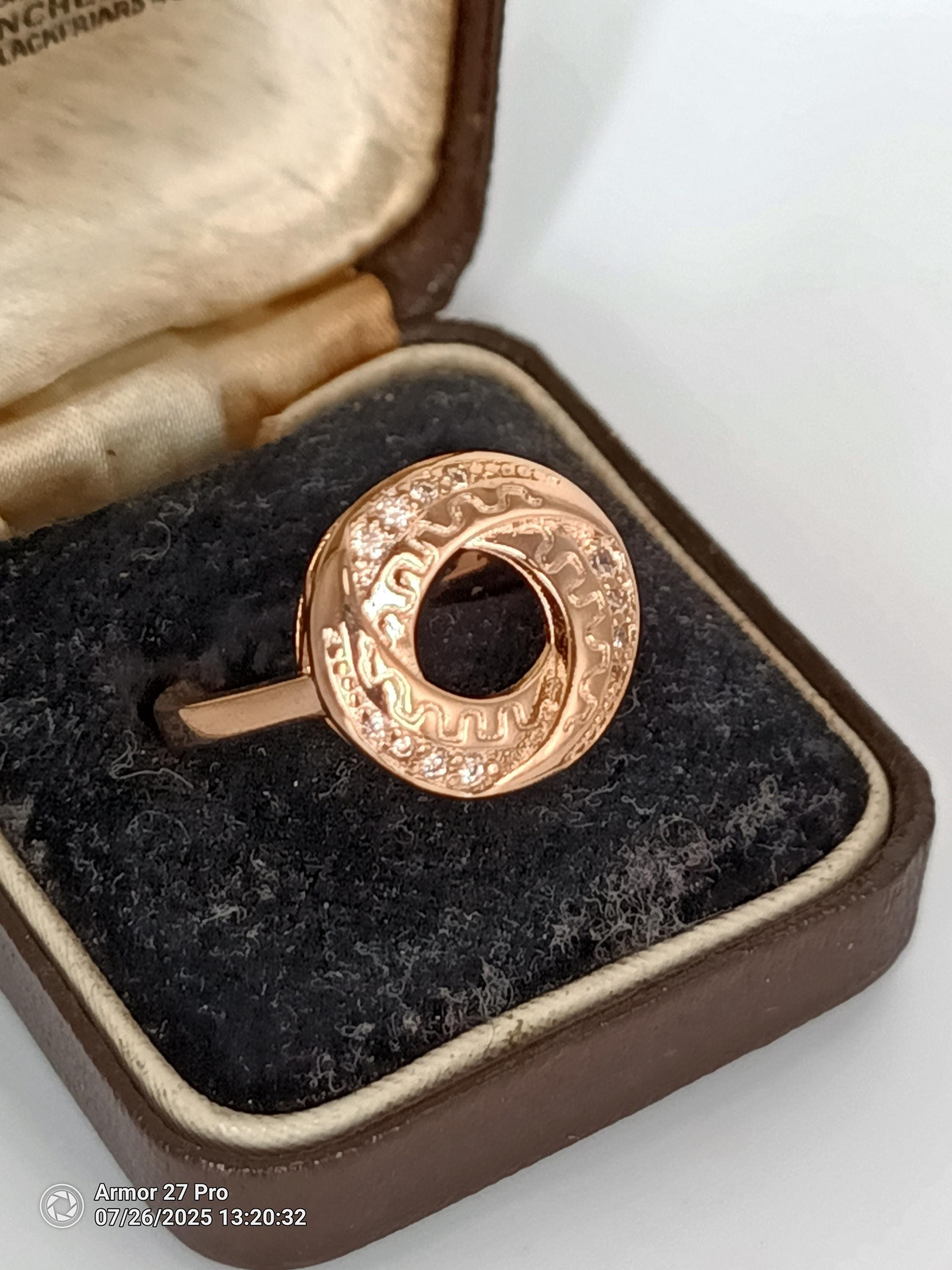 Vintage 14K Rolled Gold Zircon Ring - Size US 8 3/4 - Hallmarked