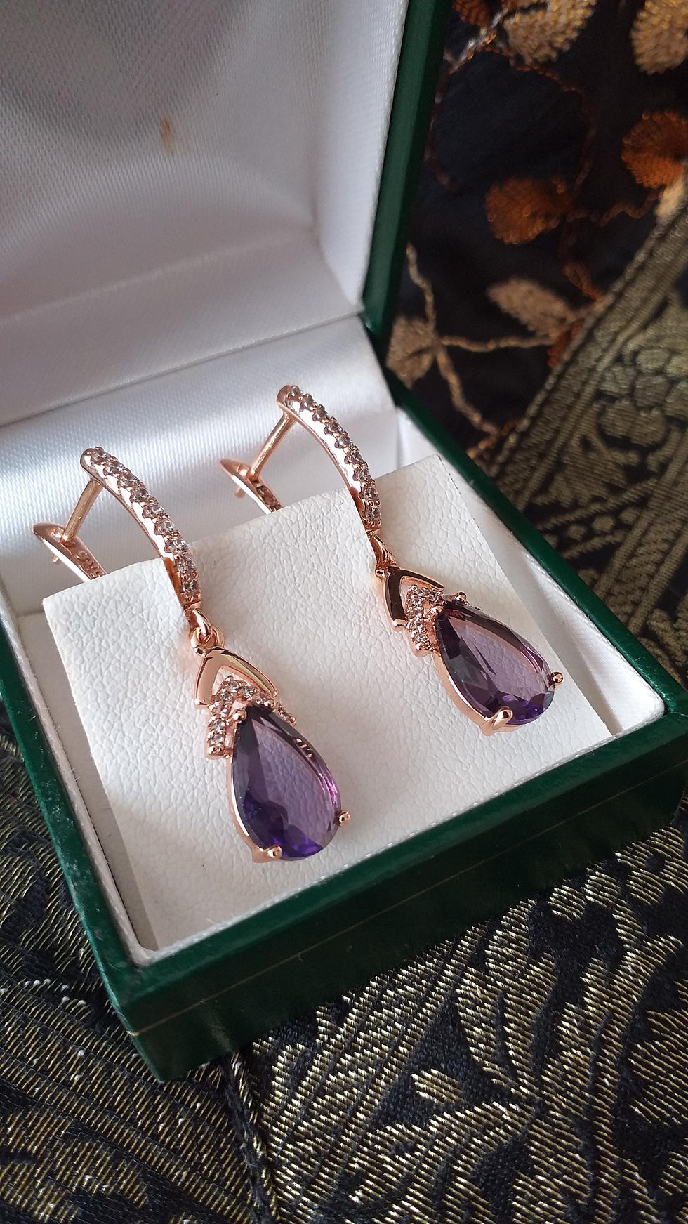 Thumbnail: Vintage 1990-s 14 Ct Rolled Gold Amethyst Earrings-Hallmarked 585 RG