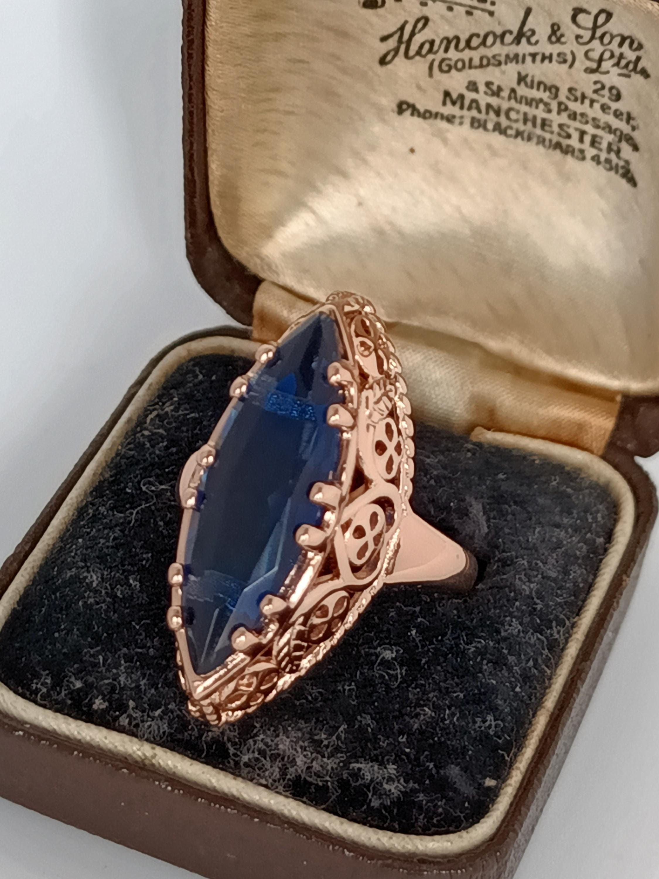 Vintage 14 Ct Rolled Gold Sapphire Ring - Uk Size O Us 7- Hallmarked!!