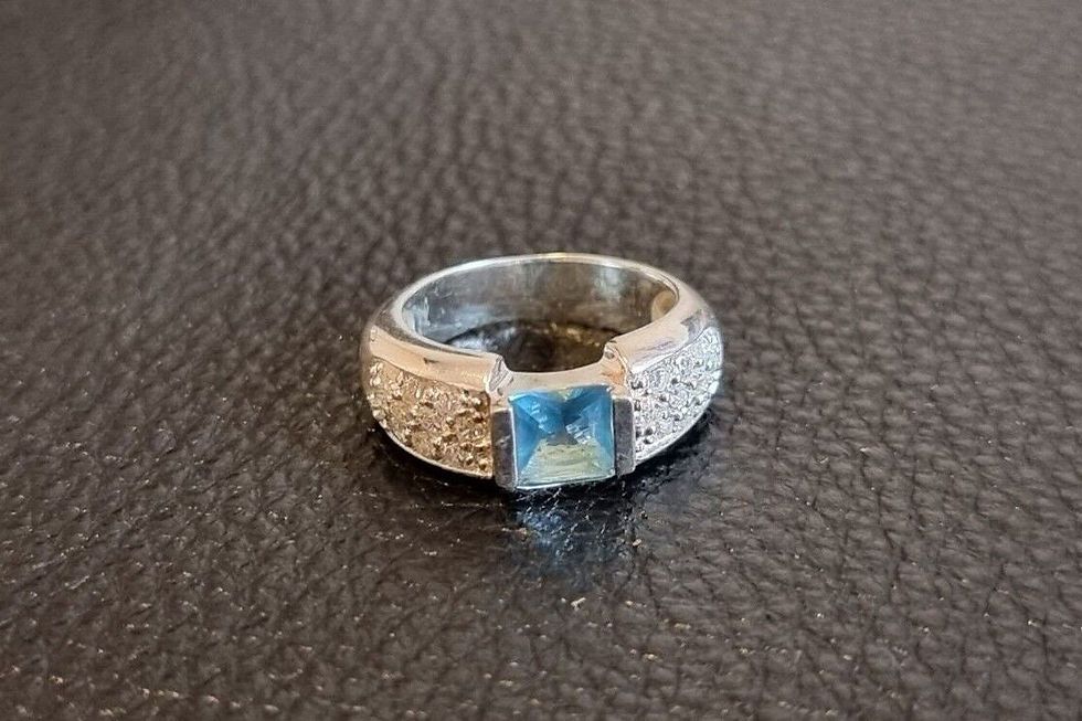 Miniatura: Antique Vintage 1945 Jens Johs Aagaard Aquamarine Silver Ring UK L 1/2, US 5 1/2