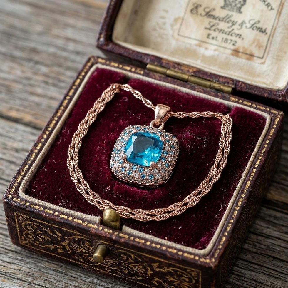 Thumbnail: Vintage 1990-s Sterling Silver Blue Topaz on 18" Chain