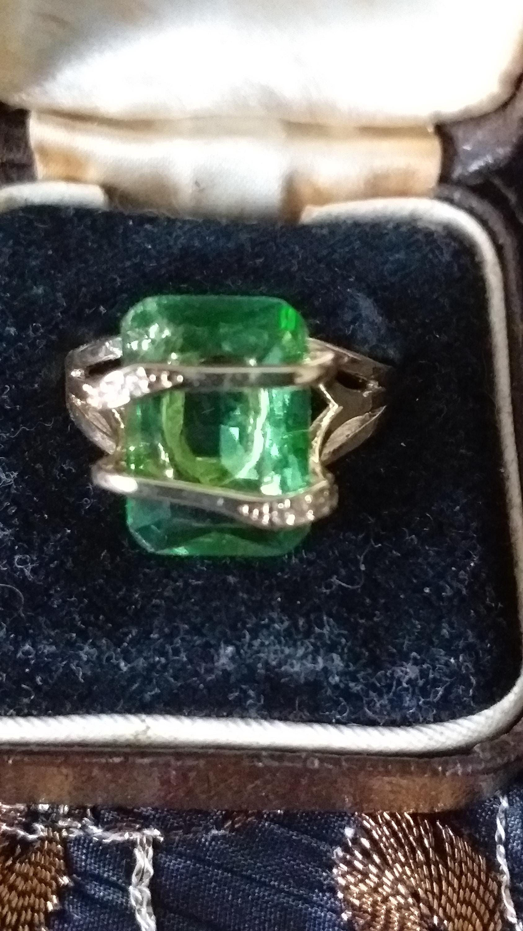 Vintage 1990-s Gold on 925 Silver Green Peridot Ring Size UK N, US 7