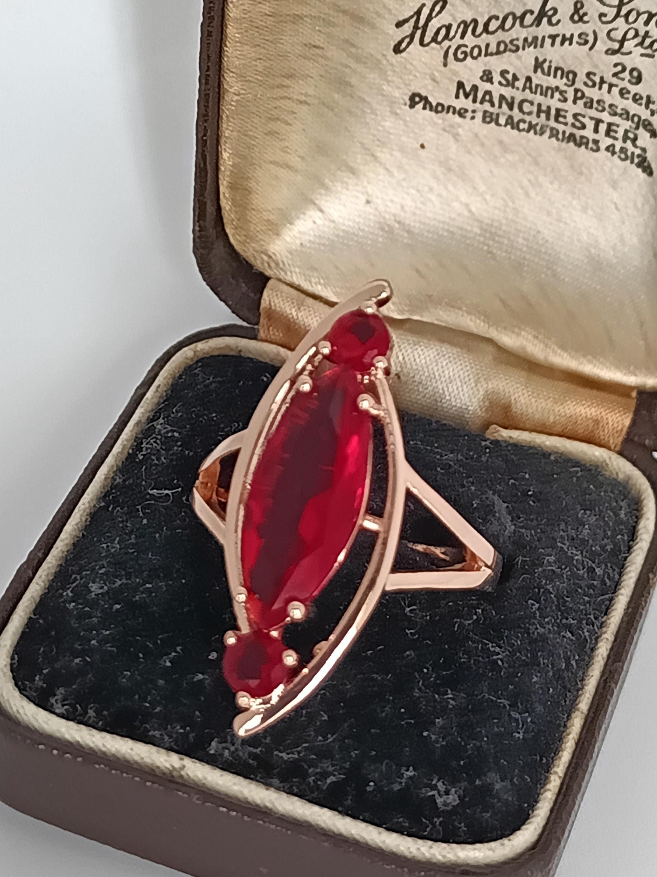 Vintage 14 Ct Rolled Gold Ruby Ring - Uk Size P 1/2 / Us 7 3/4 - Hallmarked!!