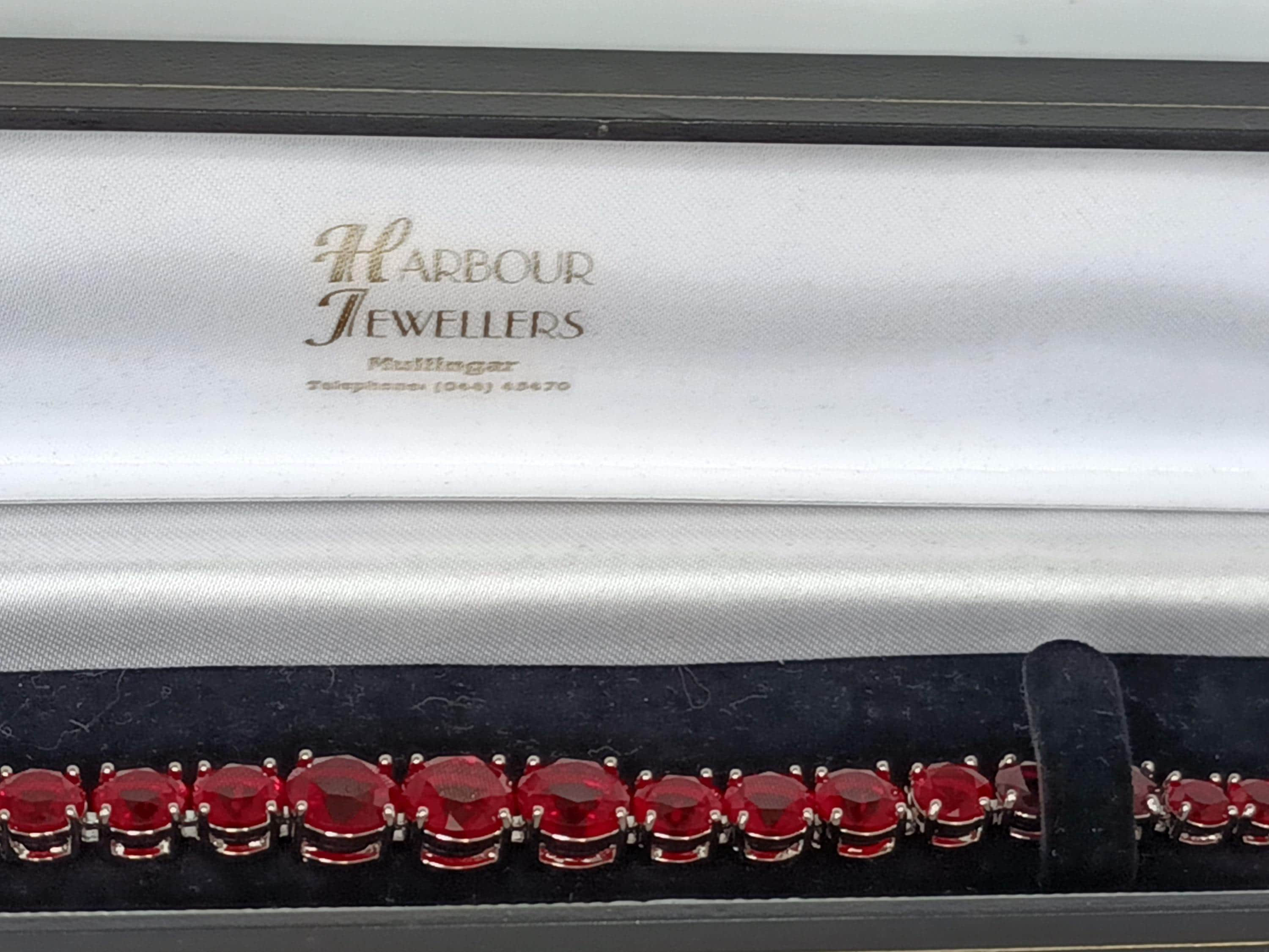 Vintage 1990-s Sterling Silver 925 Ruby Bracelet 19.07g - Hallmarked.