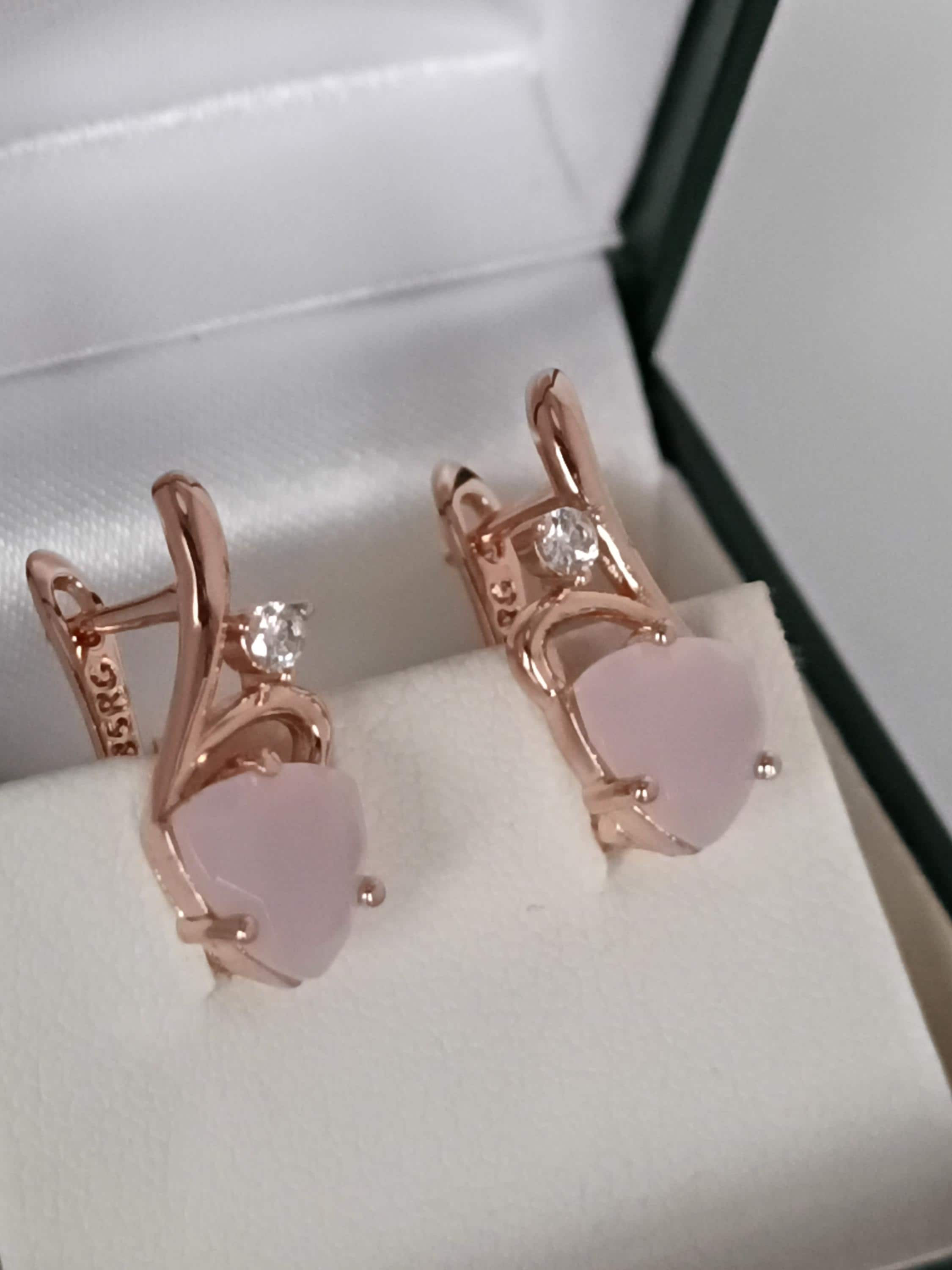 Vintage 1990-s 14 Ct Rolled Gold Pink Topaz Earrings-Hallmarked 585 RG