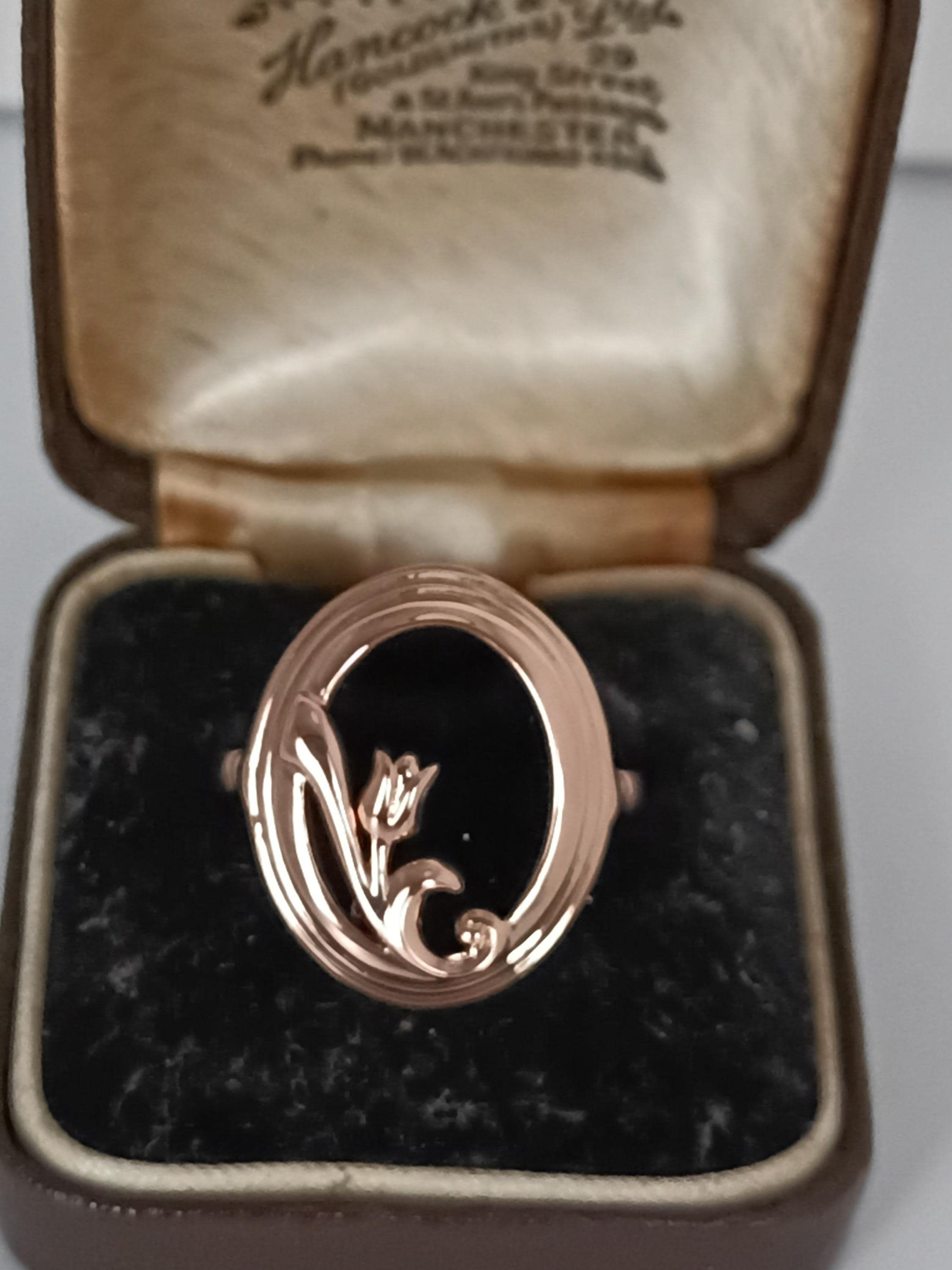 Vintage 14 Ct Rolled Gold Black Onyx Ring - Size Us 8 1/2 (585RG)
