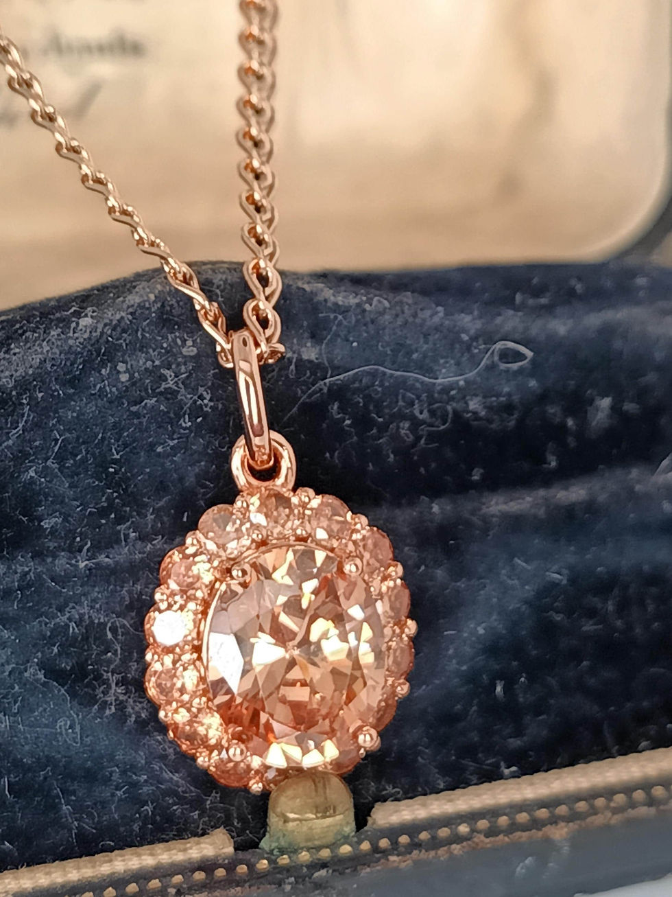 Thumbnail: Vintage 1990s Large Morganite Pendant on Chain, Hallmarked 585 RG