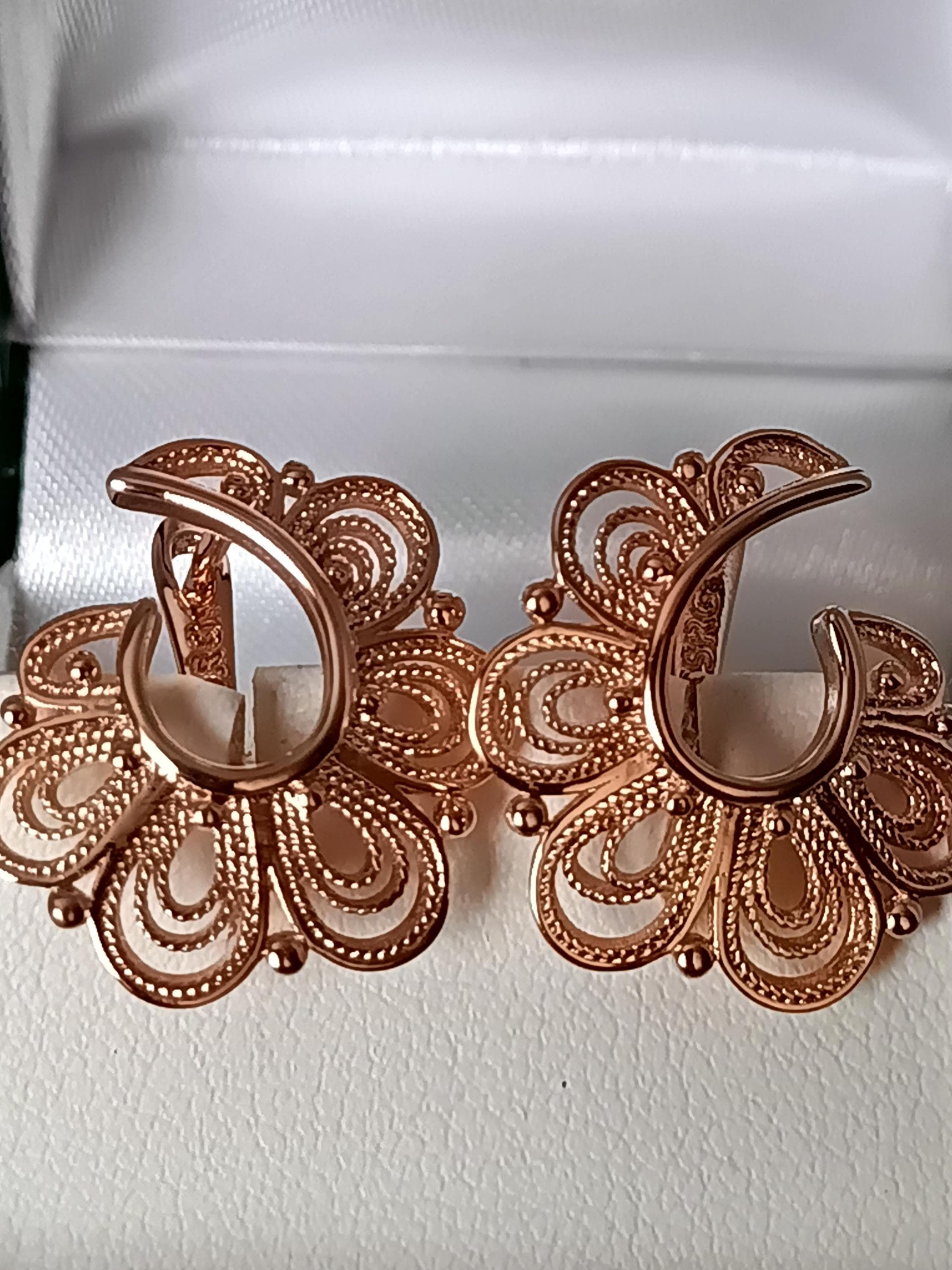 Vintage 1990-s 14 Ct Rolled Gold Large Solid Earrings - Hallmarked 585 RG