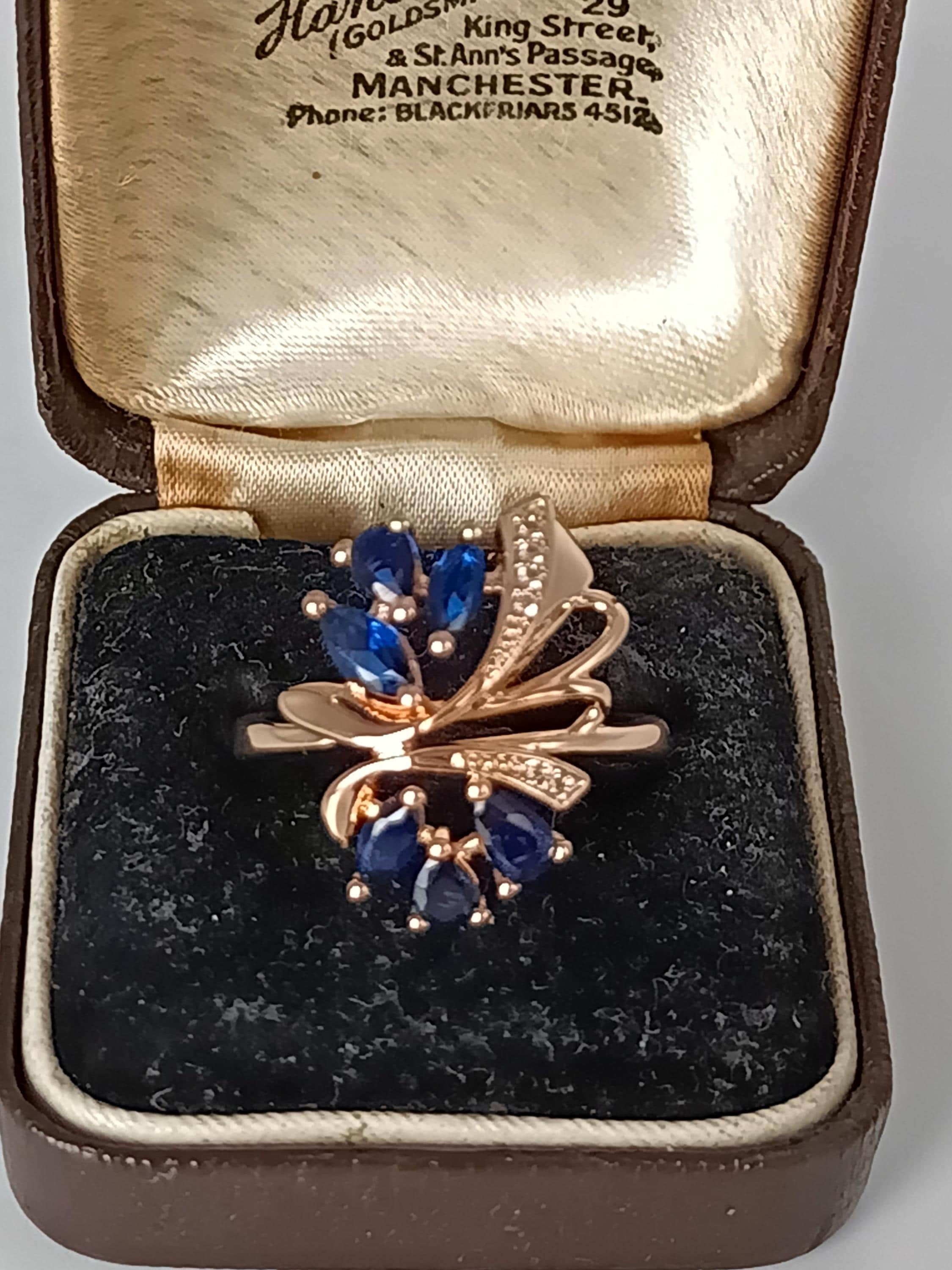 Vintage 14 Ct Rolled Gold Sapphire Ring - Uk N / Us 6 3/4-Hallmarked!!