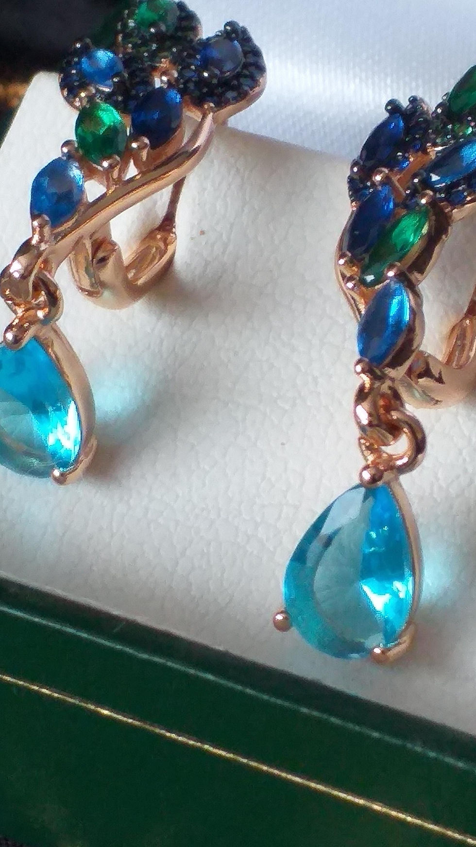 Thumbnail: Vintage 1990-s 14 Ct Rolled Gold Aquamarine Earrings - Hallmarked 585 RG