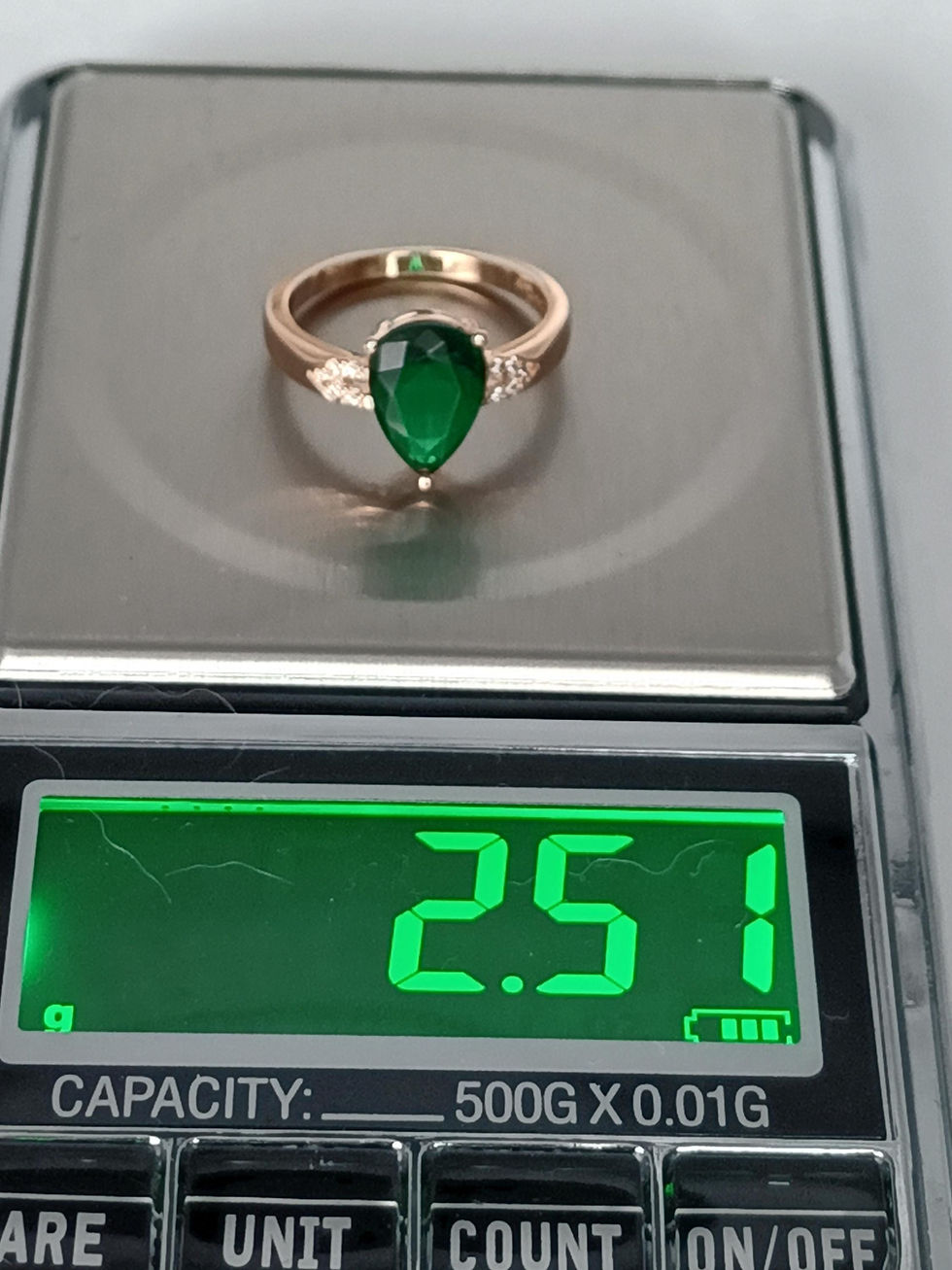 Thumbnail: Vintage 1990-s 14 Ct Rolled Gold Emerald Ring Size UK R US 8 Hallmarked!