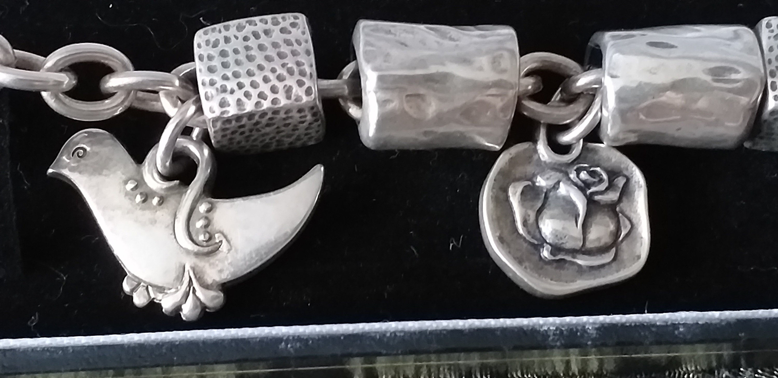 Vintage 1980-S Sterling Silver 925 Charm Bracelet & Charms - Solid Heavy 74.28 g