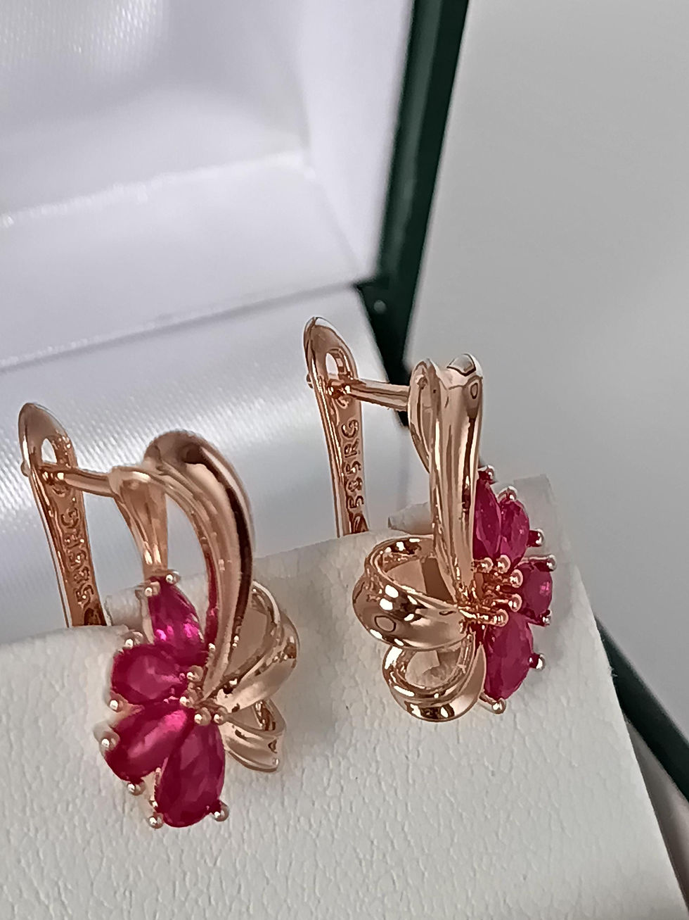 Thumbnail: Vintage 1990-s 14 Ct Rolled Gold Ruby Earrings-Hallmarked 585 RG