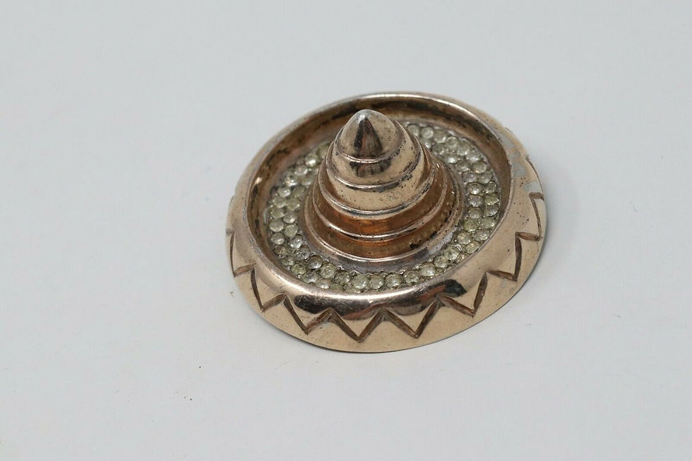 Thumbnail: A Heavy Vintage Sterling Silver 925 Paste Stone Sombrero Design Brooch 34 gram