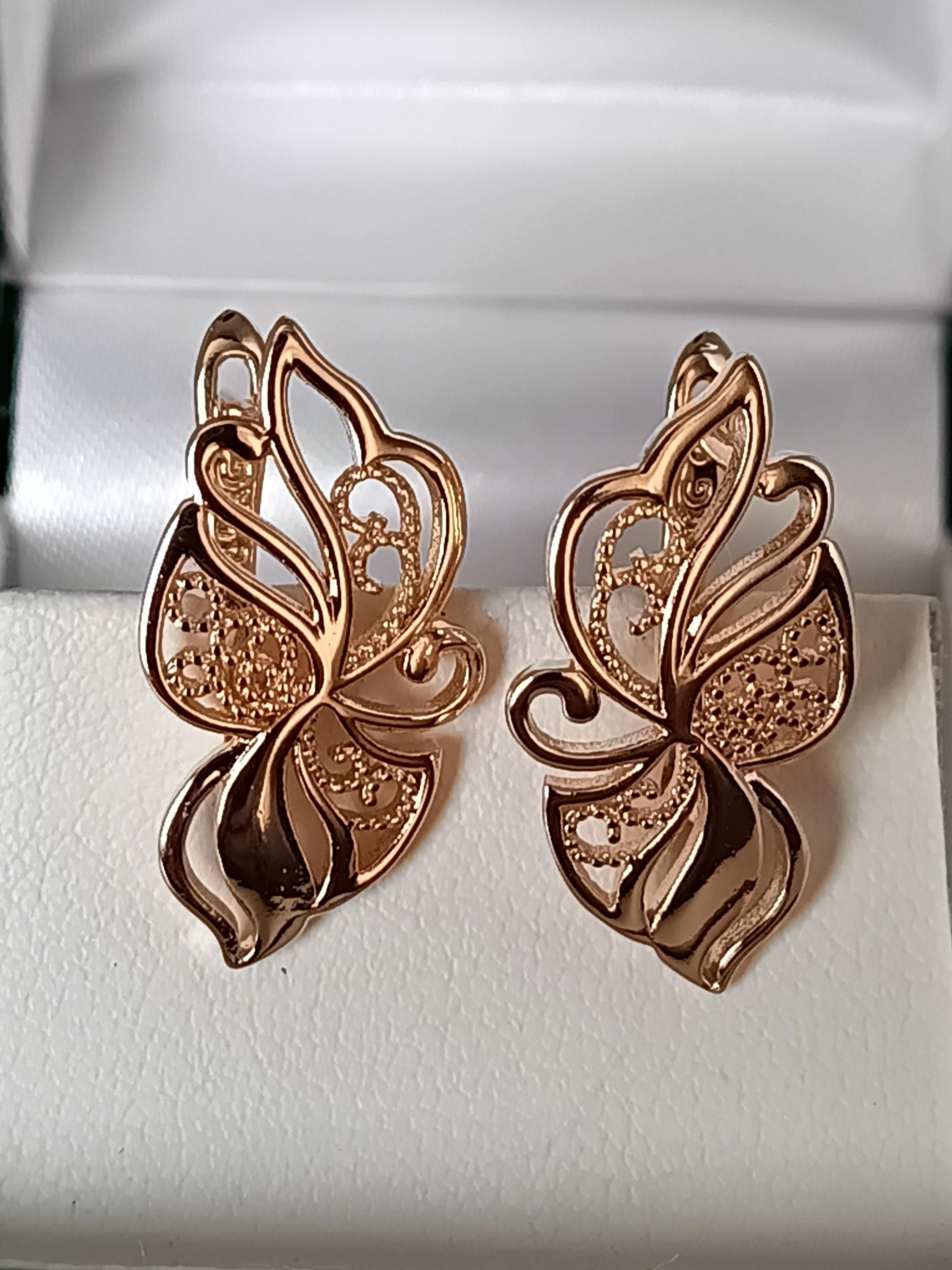 Vintage 1990-s 14 Ct Rolled Gold Solid Light Earrings - Hallmarked 585 RG