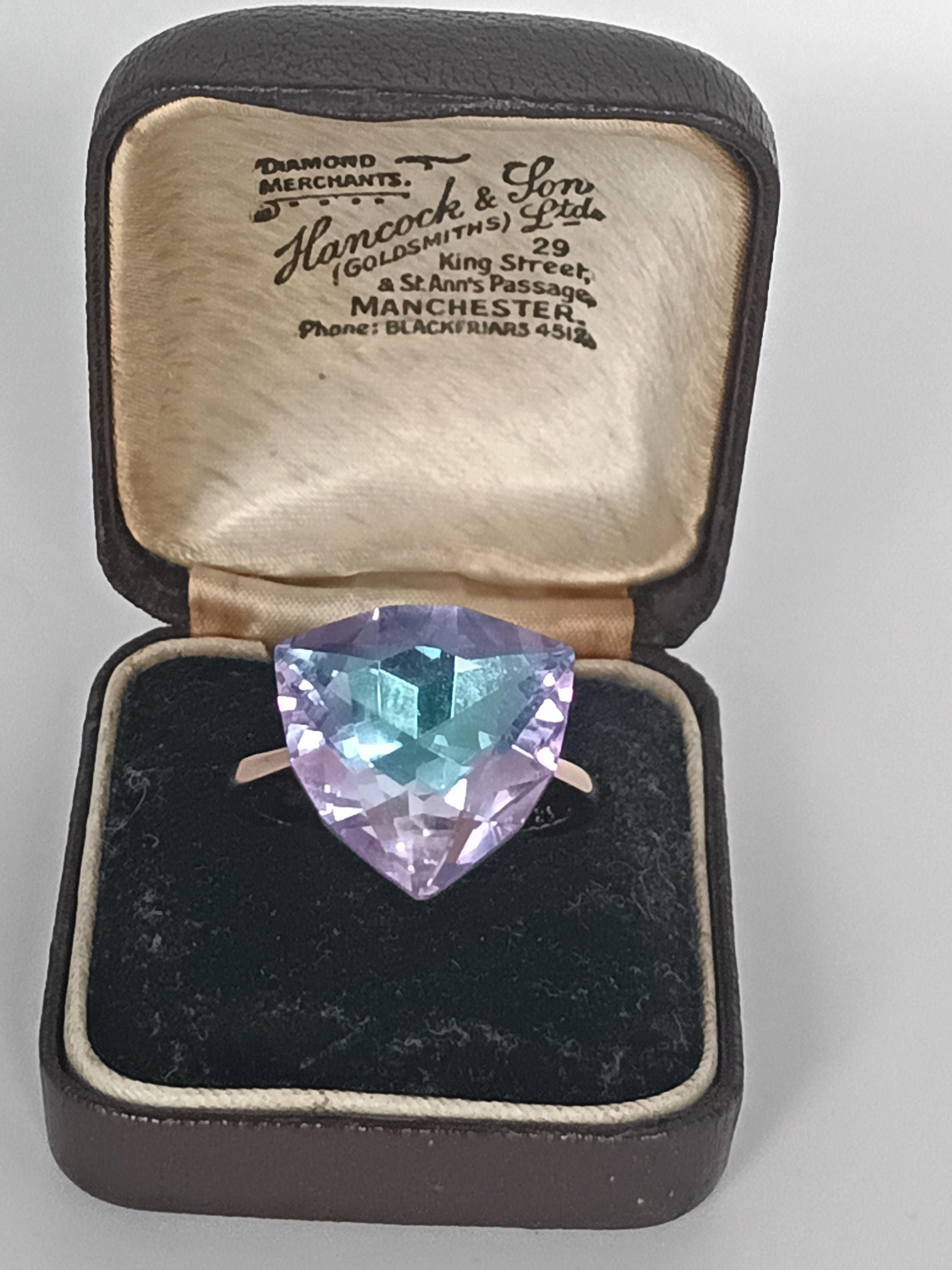 Vintage 1990-s Large Mystic Topaz 14 Ct Rolled Gold Ring - Size 8.5