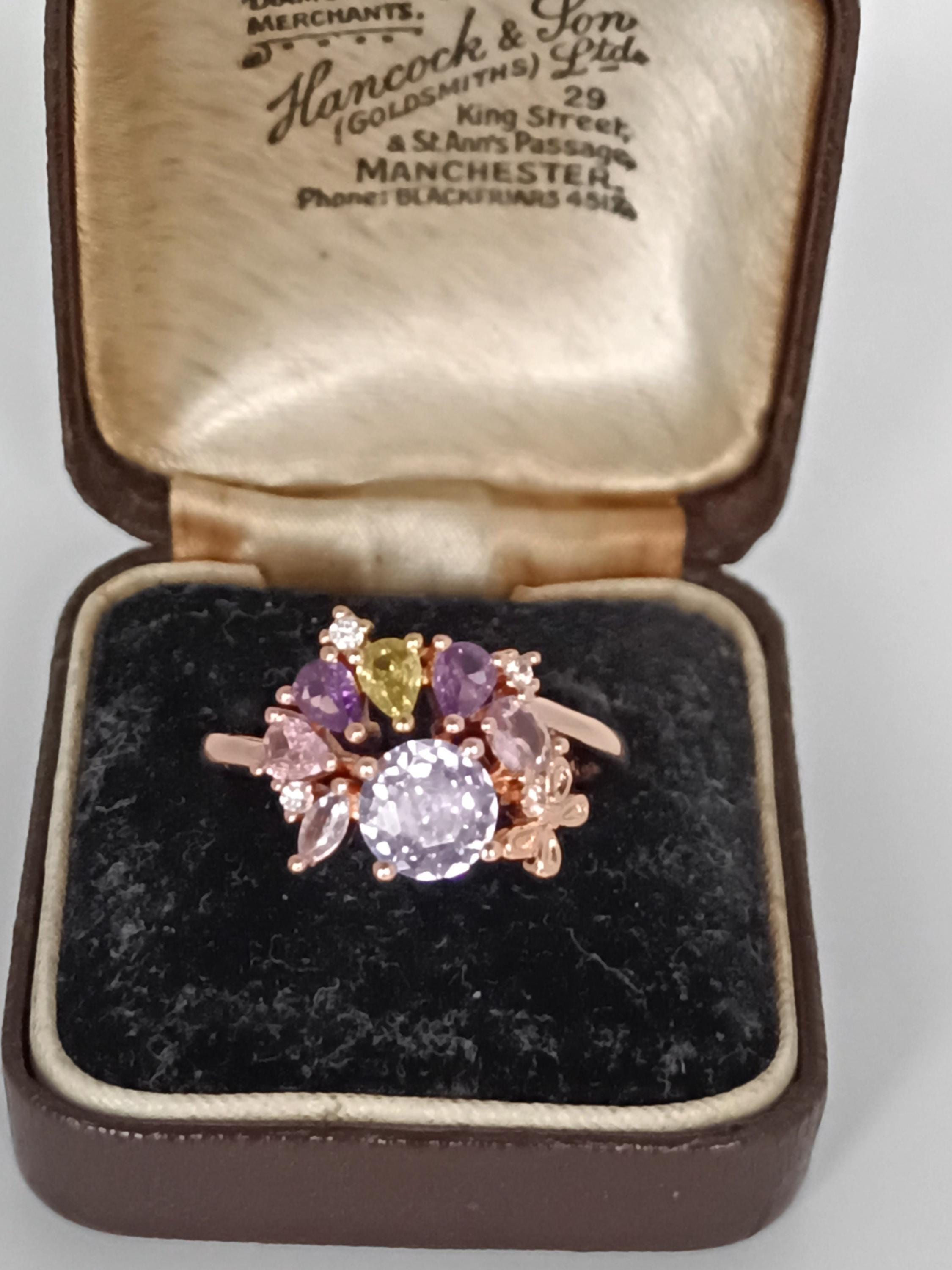 Vintage 14 Ct Rolled Gold Pink Topaz Ring - Uk Q / Us 8 -Hallmarked!!