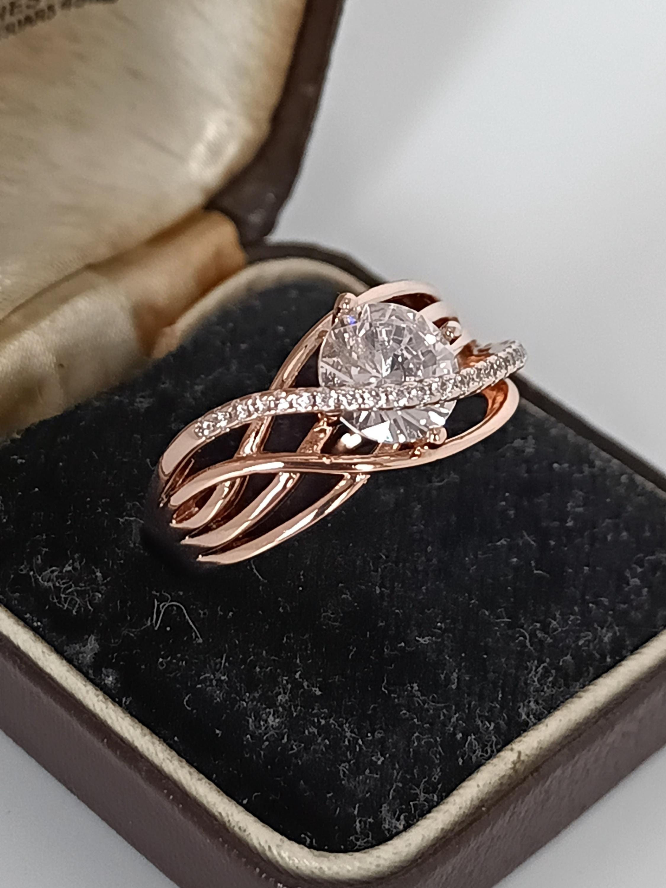 Vintage 1990s 14 Ct Rolled Gold Zircon Ring Size UK O 1/2 US 7 1/4 - Hallmarked