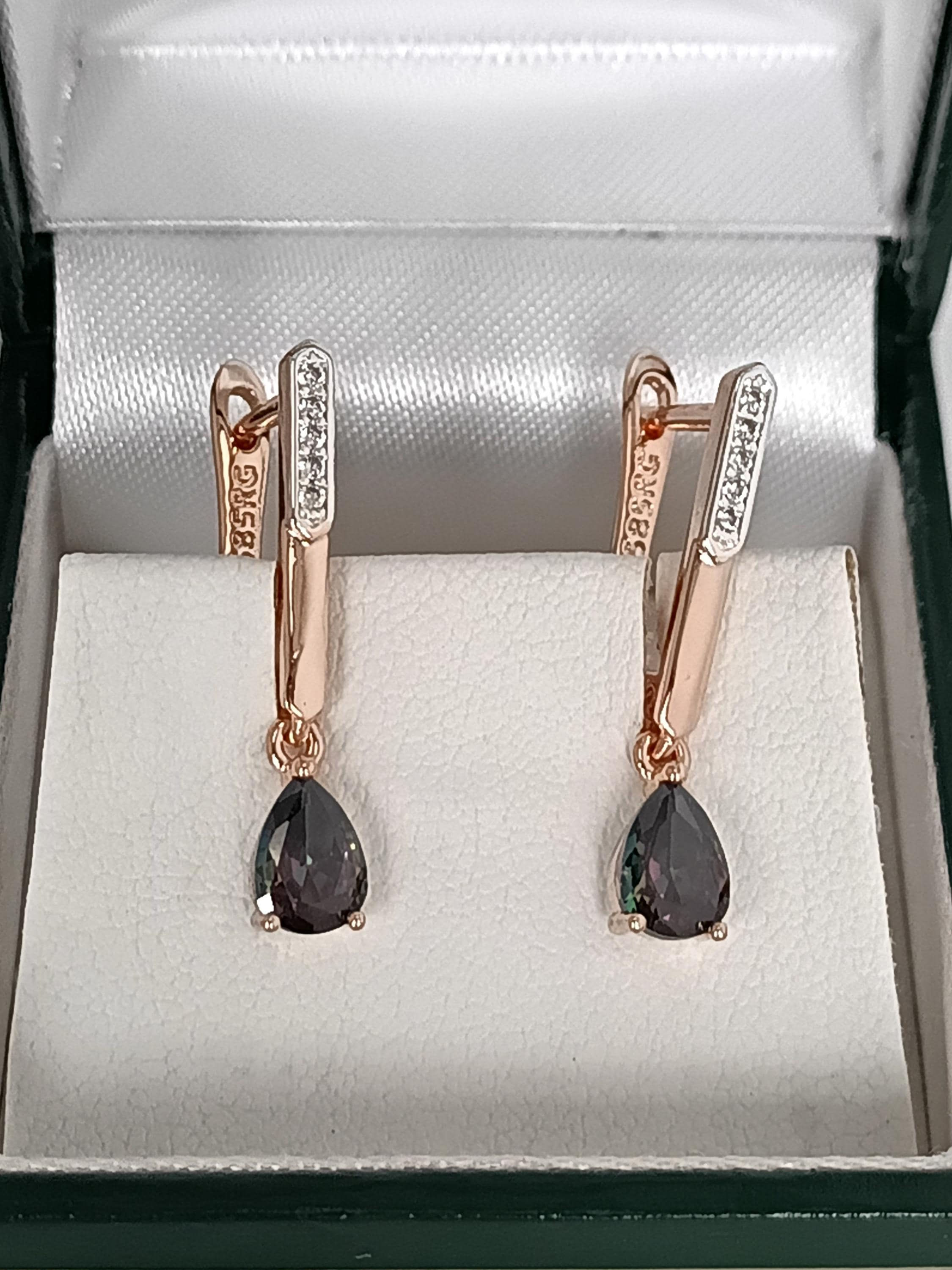 Vintage 1990s 14 Ct Rolled Gold Mystic Topaz and Zircon Earrings