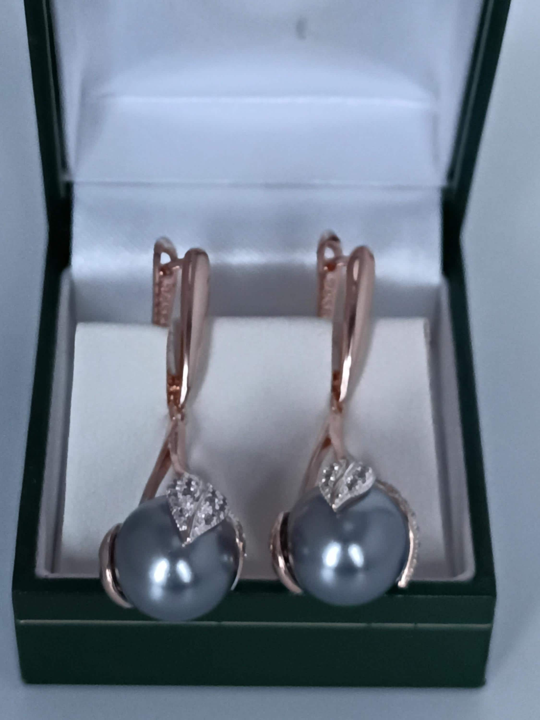 Vintage 1990-s 14 Ct Rolled Gold Pearls / Zircons Earrings - Hallmarked 585 RG