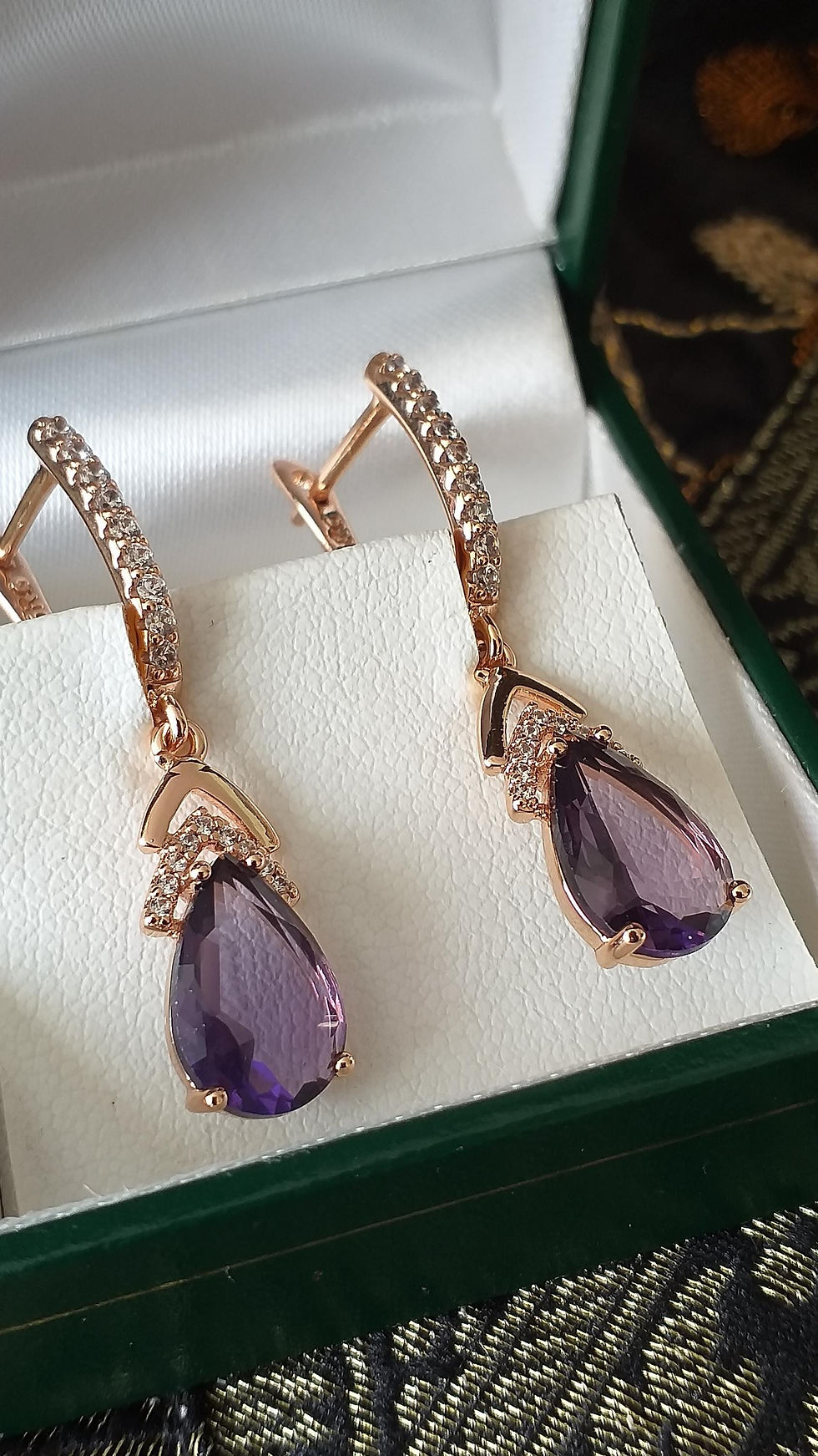 Thumbnail: Vintage 1990-s 14 Ct Rolled Gold Amethyst Earrings-Hallmarked 585 RG