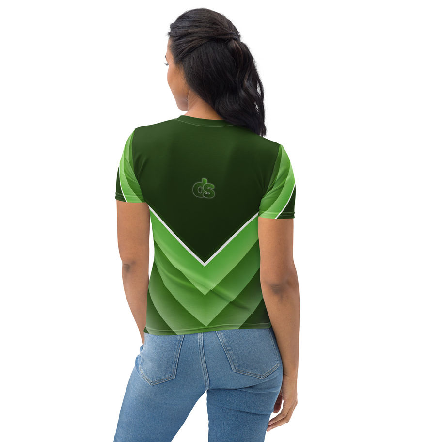 womens t-shirt forest green stripe