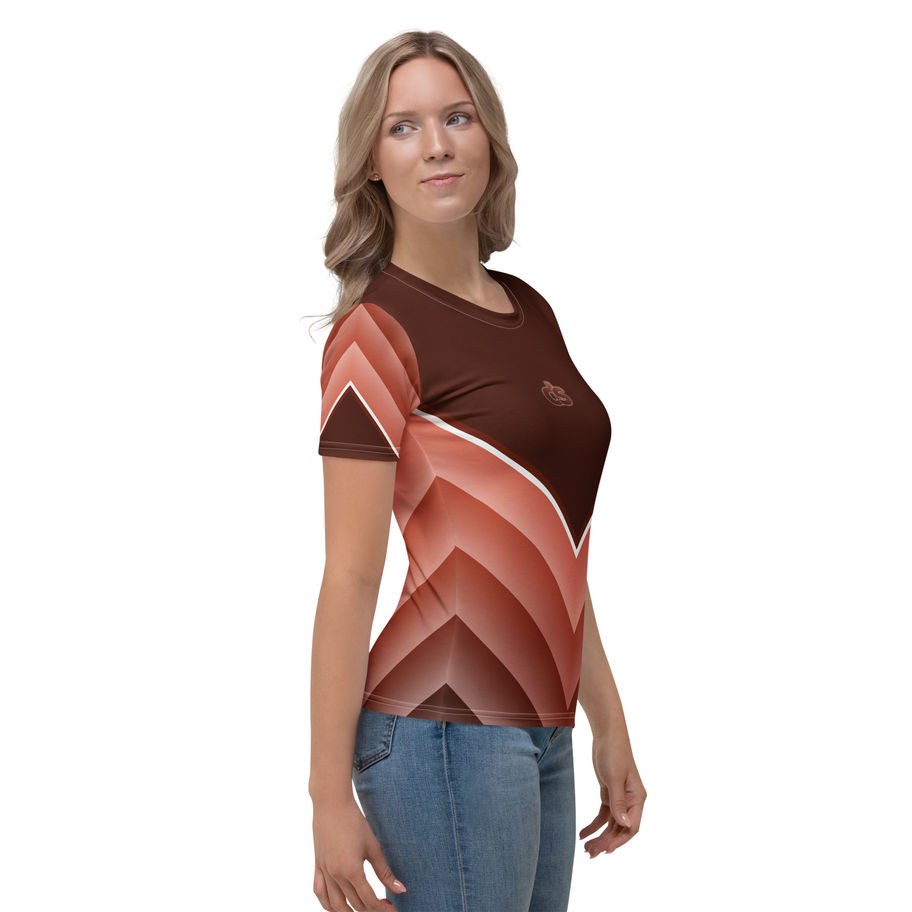 womens t-shirt peachy brown stripe
