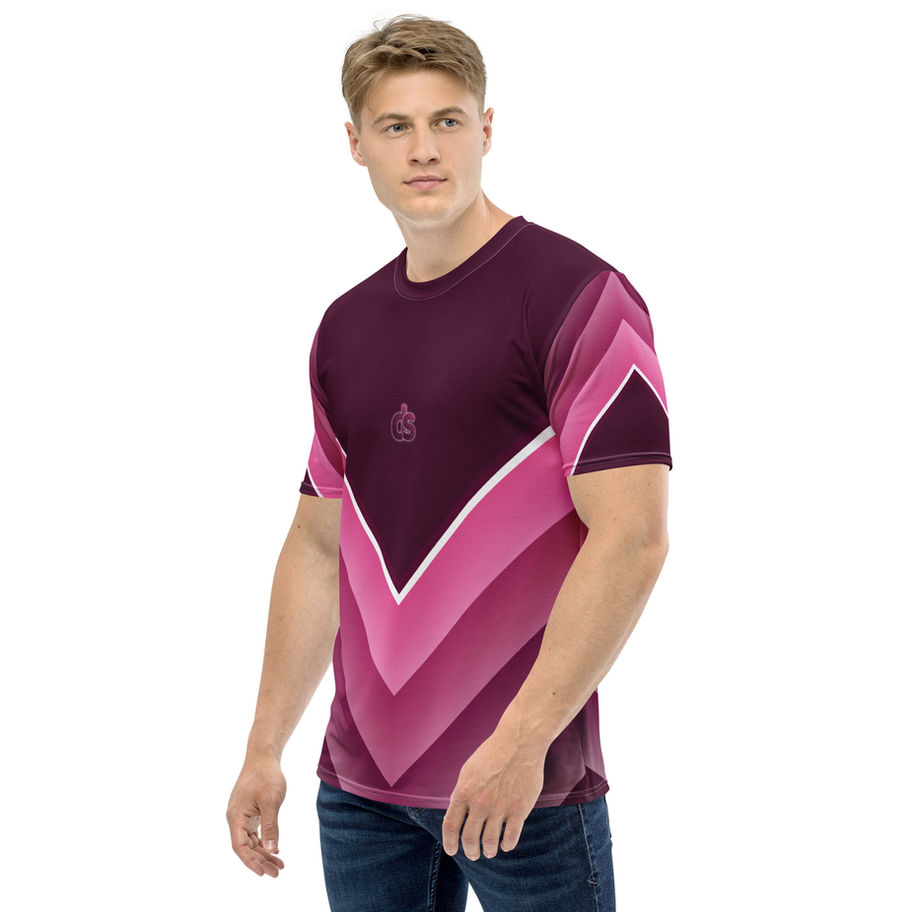 mens t-shirt raspberry stripe
