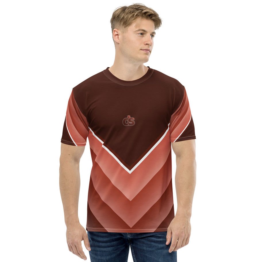 mens t-shirt peachy brown stripe