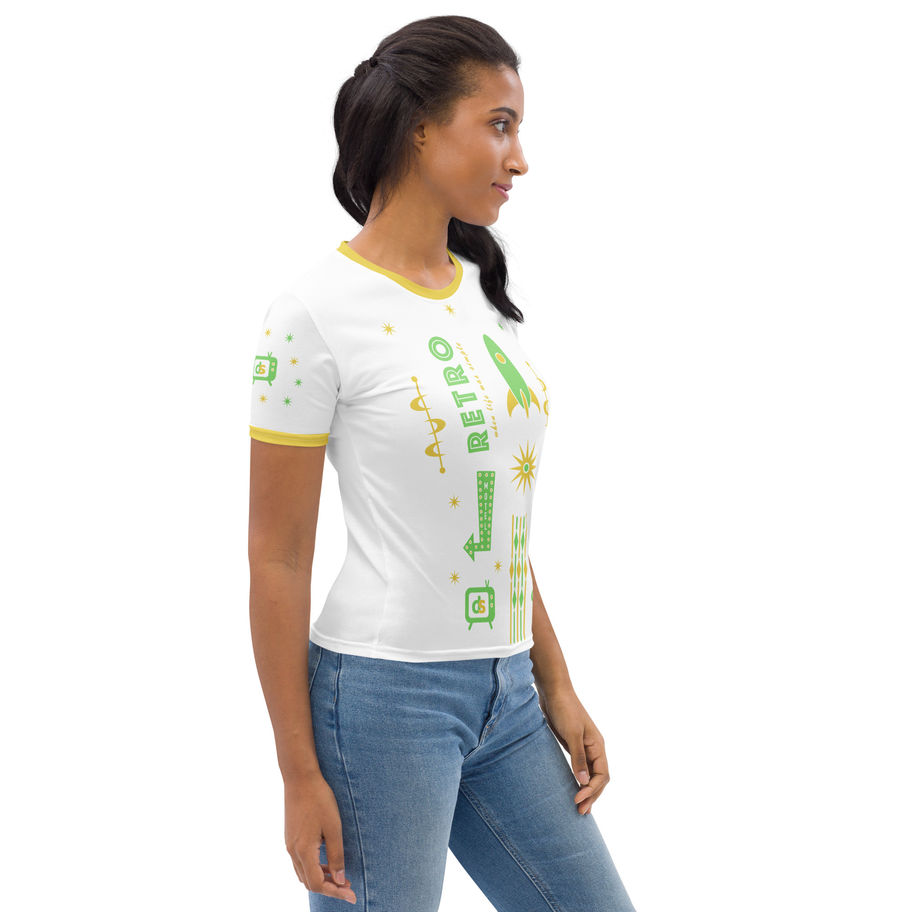 Womens T-Shirt Retro Yellow Green