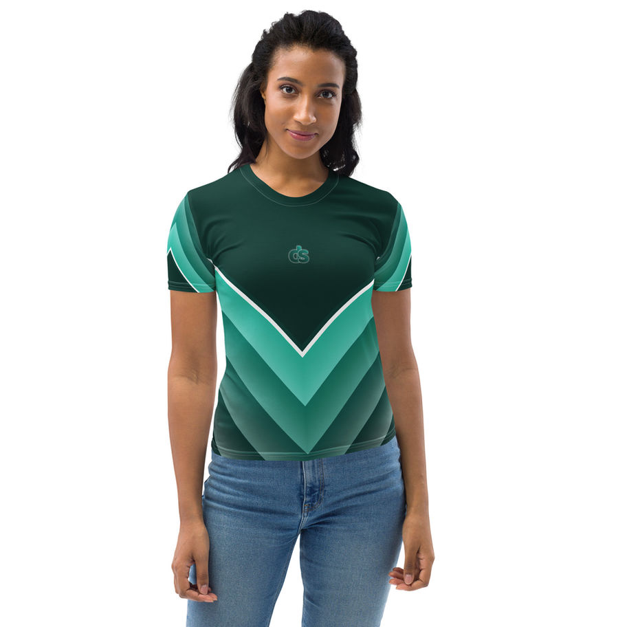 womens t-shirt aqua stripe