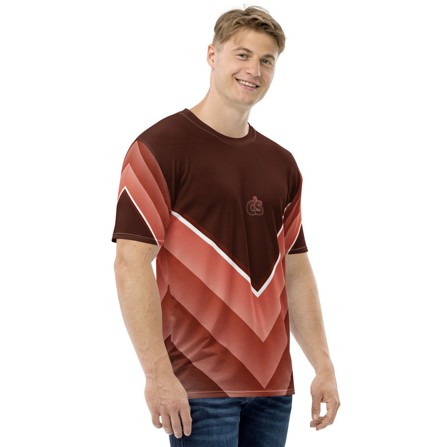 mens t-shirt peachy brown stripe