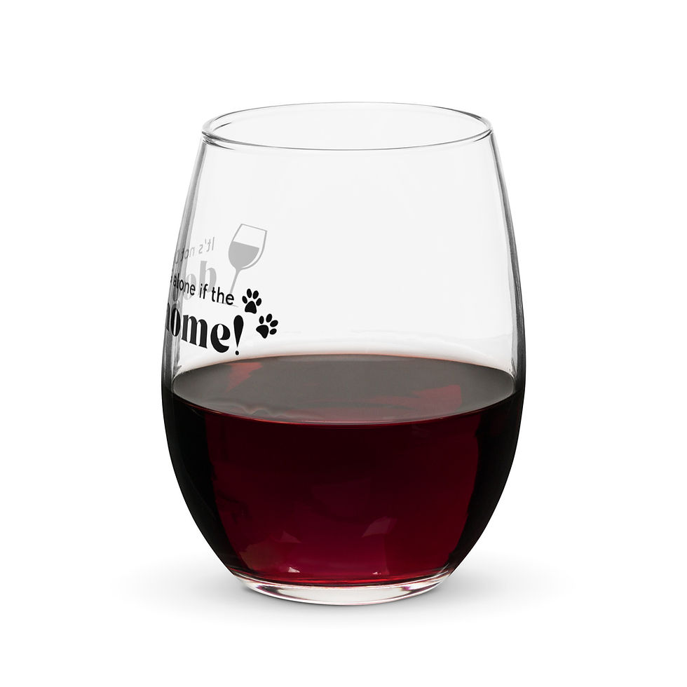 Thumbnail: "It's not drinking alone if the pupper is home" wine glass