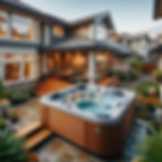 hot tub in backyard