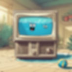 a cartoon image of a television playing a pool commercial
