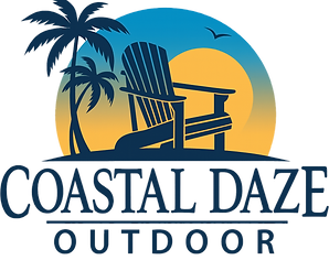 Coastal Daze Outdoor logo with a beach chair and palm tree silhouette